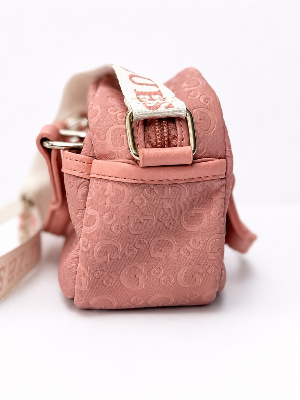 GUESS Pink Embossed Mini Crossbody Bag with Branded Strap - Picture 4 of 12